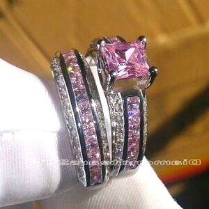 Boutique. 925 Sterling Silver Pink & Clear CZ Ladies Rings Gifts Barbiecore